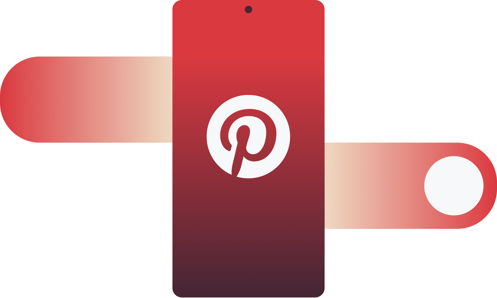 Logotipo de Pinterest en un dispositivo m&oacute;vil con el gesto de deslizar el dedo.